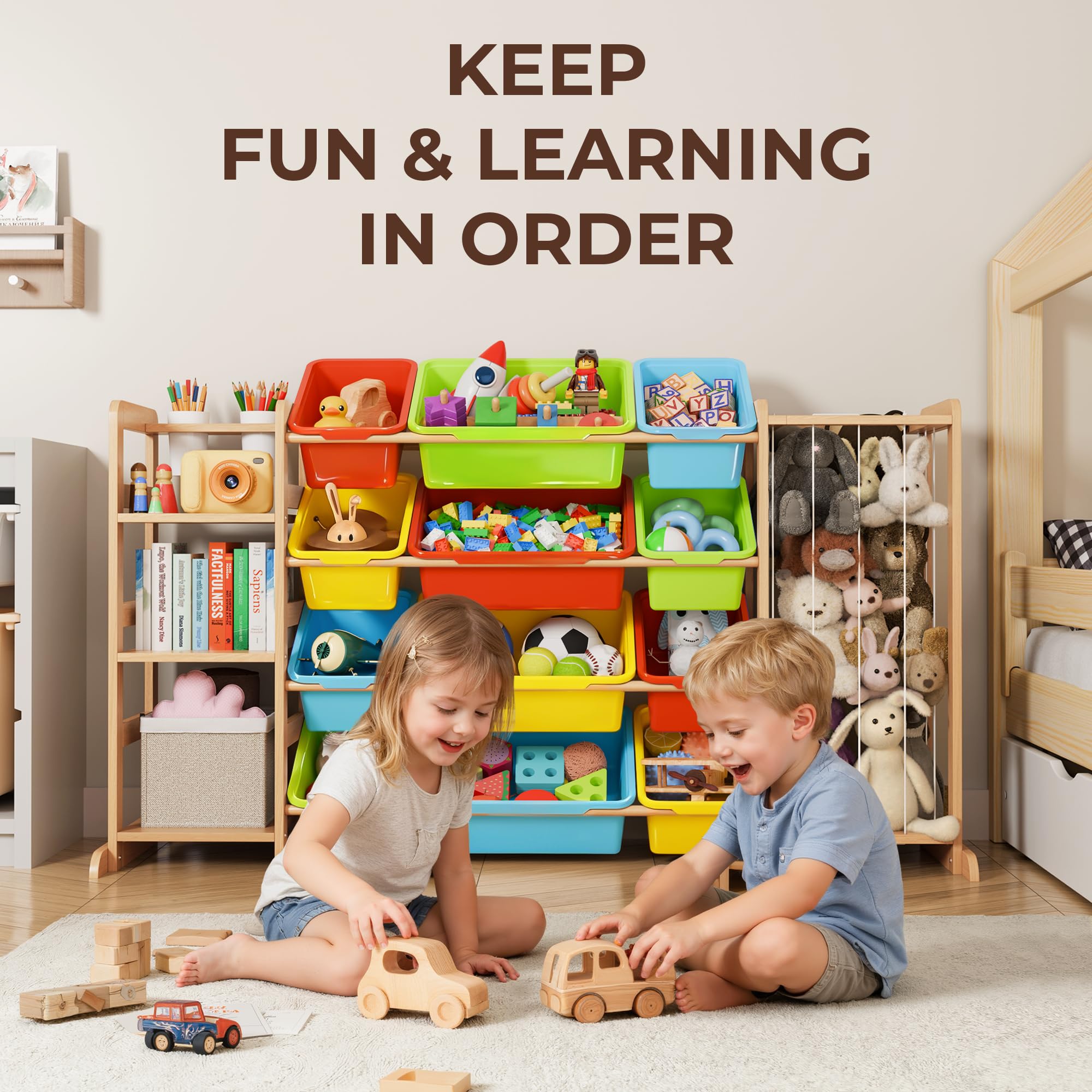 Amazon.com: mirolam Toy Storage Organizer with Bookshelf and